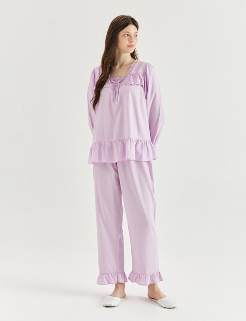 (여성) 러버블 프로비스코스 긴팔상하 잠옷 핑크